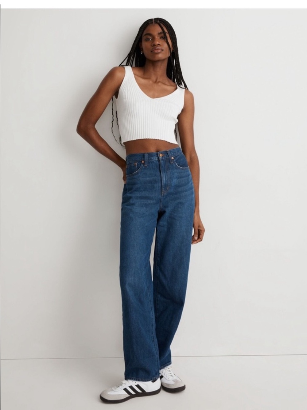Madewell Baggy Straight Jeans in Deep Blue Denim